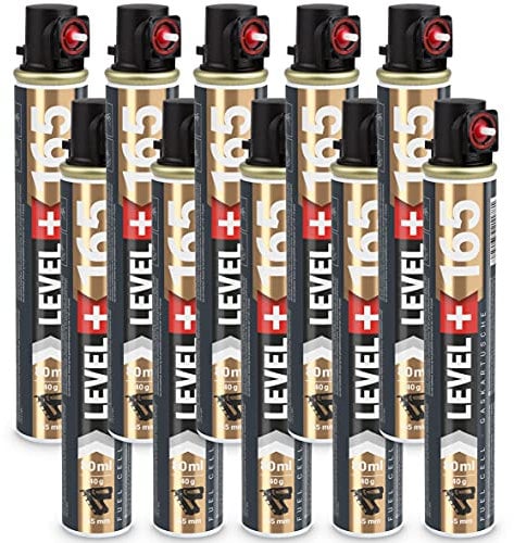 Gaskartusche 10 Stk. Ganzjahresgas 165mm, 80ml, Ø32, rot Ring, Ersatzgas für Nagler, Fuel Cell RM165