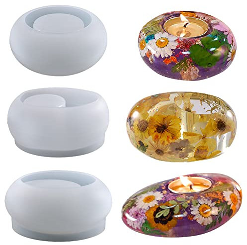 3er Set Blumentöpfe Silikonform Runde, DIY Teelichthalter Epoxidharz Formen Kerzen Teelichter Kugel Kerzenständer Silikonform Schmuckständer Gießform Epoxidharz Casting für Blumentopf Seifen Kerzen