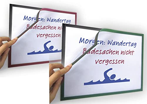 TimeTEX Magnet-Klapp-Rahmen A4 farbig - selbsthaftende Rückseite - 2 Stück - Maße ca. 315 x 230 mm - 93195