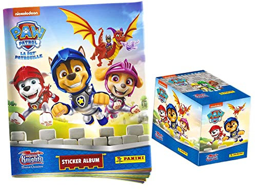 Panini Paw Patrol Sticker - Rescue Knights Serie 8 (2023) - 1 Album + 1 Display Sammelsticker im Bundle mit 10 STRONCARD Hüllen
