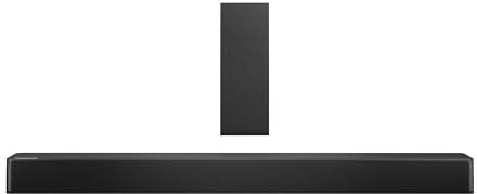 Hisense HS2100 Barre de Son 2.1 canaux avec Caisson de Basses sans Fil, alimentée par Dolby Audio, Roku TV Ready, Bluetooth 5.3/HDMI Arc/Optique/AUX/USB, 6 Modes sonores sur Mesure