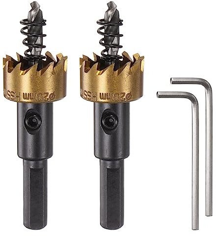 sourcing map 2 sierras perforadoras de 20 mm M35 HSS (acero de alta velocidad) con revestimiento de titanio, cortadores de brocas para acero inoxidable, aleación de aluminio, metal, madera, plástico