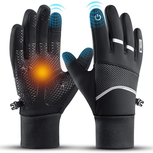 Vilico Fahrradhandschuhe, Winter, Herren, Damen, spritzwassergeschützt, Touchscreen-Handschuhe, rutschfest, Winddicht, für Radfahren, Laufen und Skifahren
