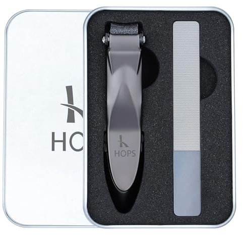 Coupe-ongles avec lime et récipient de récupération - Kit coupe-ongles dans une boîte cadeau - Pour ongles des mains et des pieds - Grand coupe-ongles en acier inoxydable - Cadeau pour homme et femme