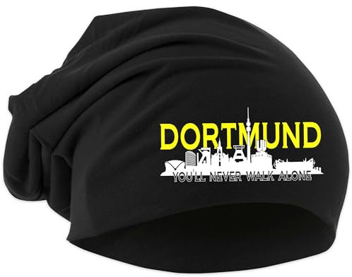 UGLYSHIRT Dortmund Skyline Mütze | Strickmütze Dortmund Sport Mütze Hut Logo Hat Stadt Dehnbar | Beanie