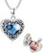 PARYFO Herz Medaillon 925 Sterling Silber Foto Medaillon Halskette mit Blauem Kristall Herz Foto Bilder Medaillon Schmuck Geschenke für Frauen Mädchen Mutter Tochter