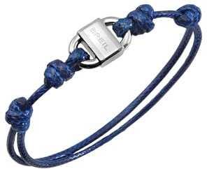 Breil, Collezione Block, Bracciale Uomo in Cotone, Arricchito da Elemento Centrale in Acciaio, Bracciale in Cordino di Cotone, Lunghezza Regolabile con Nodo Scorrevole