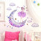 Schmetterling Mädchen Wandaufkleber, Mond Wolken Blume Prinzessin Wandabziehbild, rosa florale Wandtattoo bunte Schmetterlinge Wanddekoration für Mädchen Kinderzimmer