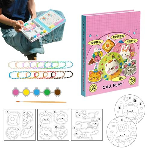 Papier de peinture à texture mousse, kit de peinture sur mousse,Papier à dessin gonflant à l'eau effet 3D | Jouets de pincement de dessin de pointeau de mousse pour des adultes de filles de garçons