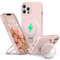 PuyaTeya Liquid Silicone Hülle für iPhone 12 pro MAX mit Magnetisch Ring Ständer, Upgraded Kameraschutz Mil-Grade Drop Shockproof Anti-Scratch Microfiber Lining Silikon hülle(Rosa)