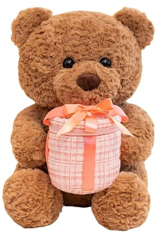 XIAOXIAOYU Plüschbär-Mütze, niedliches Bärenspielzeug, Cuddle Bear aus Plüsch, niedliches Tier – Valentines Doll Holding Board verziert für Heimdekoration