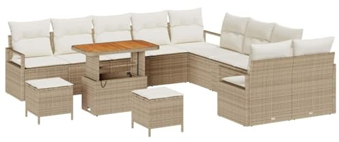 vidaXL Garten-Sofa-Set 13 STK. 12-Sitzanzahl Beige und Creme