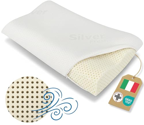 DREAM Cuscino Cervicale per Dormire Doppia Onda Cuscino Memory Foam Traspirante Certificato Dispositivo Medico Guanciale Memory Foam Made in Italy Federa Lavabile Argento Antibatterico (Memory Air)