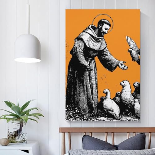 POLIUAWS 'St. Franz von Assisi Heiliges Poster Wandkunst Bild Gemälde Poster Leinwanddruck Poster Kunstwerke Zimmerdekoration Geschenke von Kindern 8x12 Zoll (20x30 cm)'