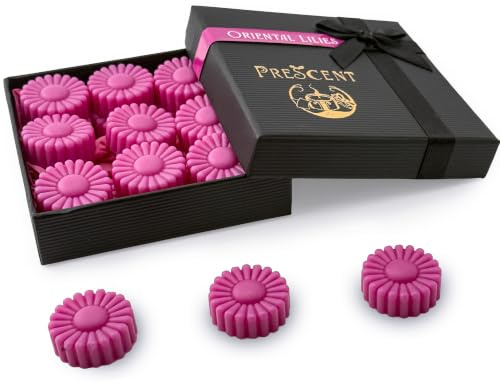 Oriental Lilies Wax Melts | Island Midnights Collection | PreScent | Lilies and Strawberries, Highly Scented, Soy Wax, Handmade, Flower Shaped Pink, Gift Box, Poem