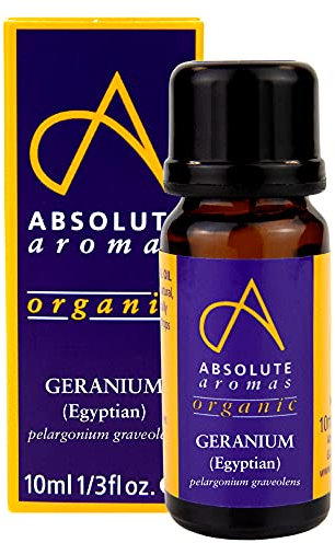 Absolute Aromas Organic Geranium Essential Oil 10ml - 100% Pure, Natural, Undiluted, Vegan and Cruelty-Free - for use in a Diffuser and Aromatherapy
