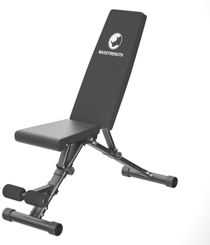 MAXSTRENGTH Adjustable Weight Bench Foldable for Multi-Purpose Home Exercise Gym Workout Bench Utility Incline Decline Flat Bench Press for Full Body Workout Black