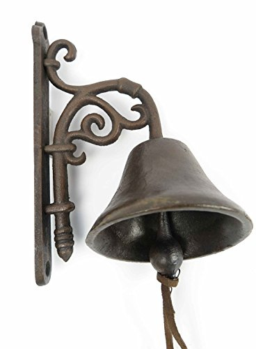 Clever-Deko kleine Gartenglocke Wandglocke Gusseisen Eisen Eisenglocke Metallglocke Schiffsglocke Antik rustikal braun Bauernhof Hofglocke