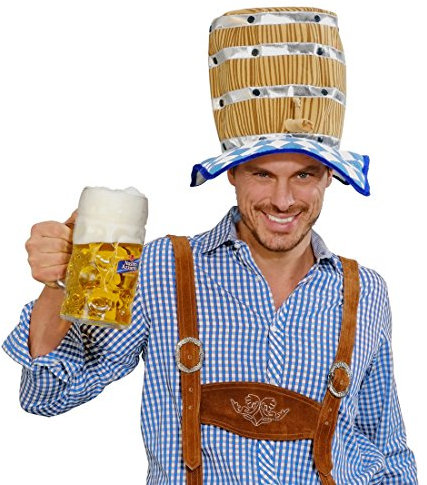 Amakando Oktoberfest Hut Bierfass Partyhut Wiesn Kopfbedeckung Bayern Tirolerhut Bier Bayernhut Seppl Faschingshut