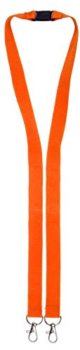 Karteo Schlüsselband orange mit Doppelkarabiner [1 Stück] Lanyard inkl. 2 Karabiner Haken und Sicherheitsverschluss zum Umhängen von Ausweishüllen