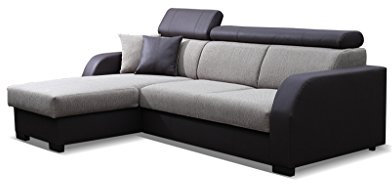 Couch mit Schlaffunktion Eckcouch Ecksofa Polstergarnitur Wohnlandschaft - COBBY (Ecksofa Links, Braun)