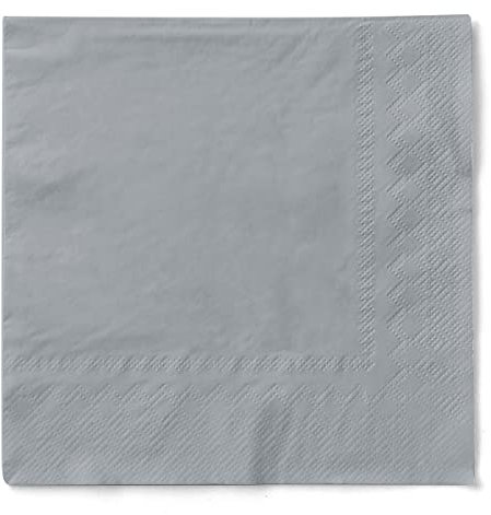 Mank Tissue-Servietten 40 x 40 cm ¼ Falz | Premium Einweg-Serviette | Dinner Serviette | Uni | Basic | 100 Stück | (Silber, 40 x 40 cm)