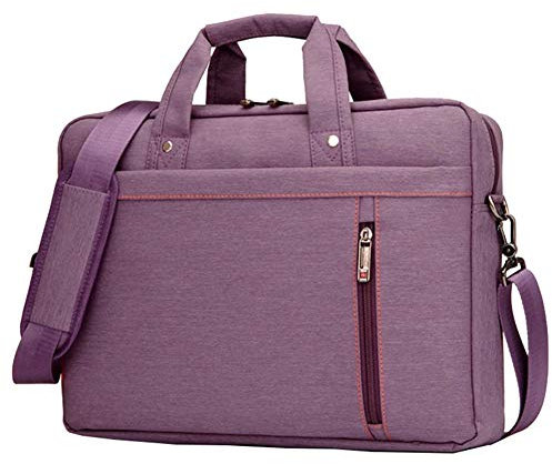 HotYou Borsa per laptop, valigetta multifunzionale da 17 pollici, borsa spaziosa per donne e uomini, resistente tracolla universale in nylon, Versione 2 Viola