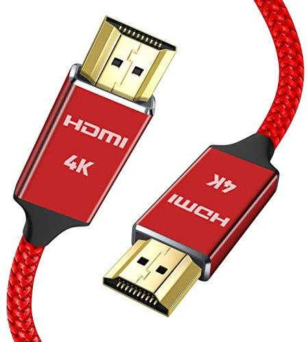 Snowkids 4K HDMI Cable 0.5m/2m/3m/4.5m/5m/10m/15mHDMI Lead Ultra High Speed 18Gbps HDMI 2.0 Cable 4K@60Hz Compatible Fire TV, 3D Support, Ethernet Function, Video 4K UHD 2160p, HD 1080p (Red, 2m)