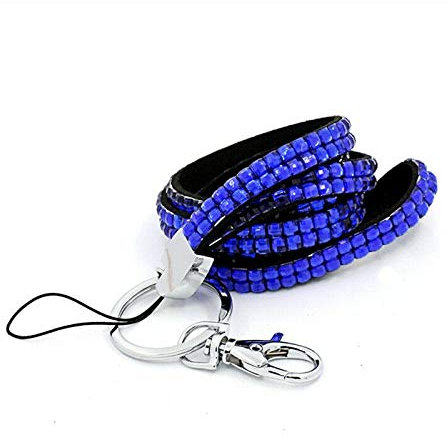 Lanyard Strap Bling Strass (Breakaway) Lanyards für Ausweis- und Schlüsselausweis, Handyhüllen, USB-Halter, Memory Stick-Halter, 8 Farben, blau
