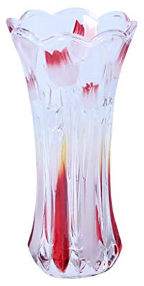 Tubayia Vase en verre pour fleurs - Vase de table - Vase décoratif en verre - Pour la maison, le bureau, les fêtes de mariage (rouge)
