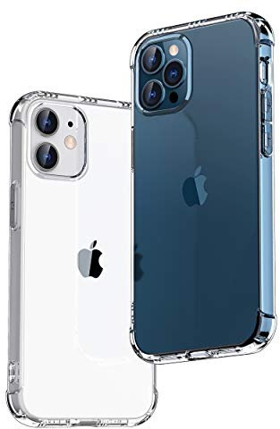 ONES Funda Transparente HD iPhone 12/12 Pro [Cámara Resonancia] [Airbags Anti-Choque Militar] [Protección Elevación Borde] [Antideslizante, Orificio Correa] Carga Inalámbrica, Carcasa Suave Silicona