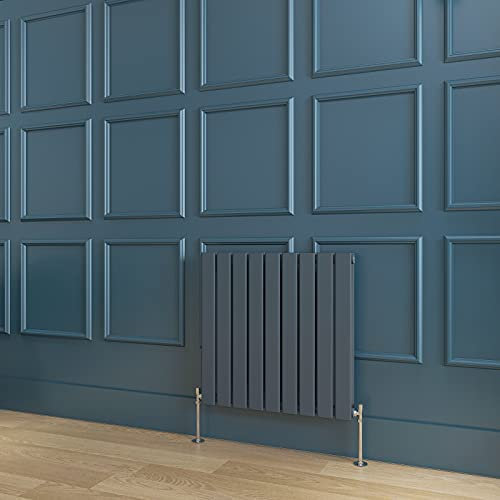 Horizontal Anthracite Radiator Double Flat Panel Designer Radiator Central Heating 600x612mm Interior Design