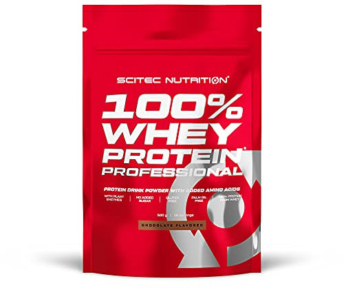 Scitec Nutrition 100% Whey Protein Professional, Con aminoácidos clave y enzimas digestivas adicionales, sin azúcares añadidos, sin gluten, 500 g, Chocolate