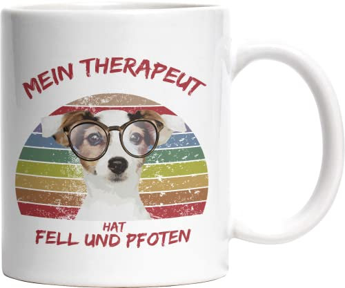Mein Therapeut Jack Russel lustig bedruckte Kaffeetasse Lustige Sprüche Tasse