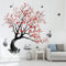 decalmile Stickers Muraux Grand Arbre de Fleurs Autocollant Mural Cygne Fleurs de Cerisier Décoration Murale Chambre à Coucher Salon Bureau(H:140cm)