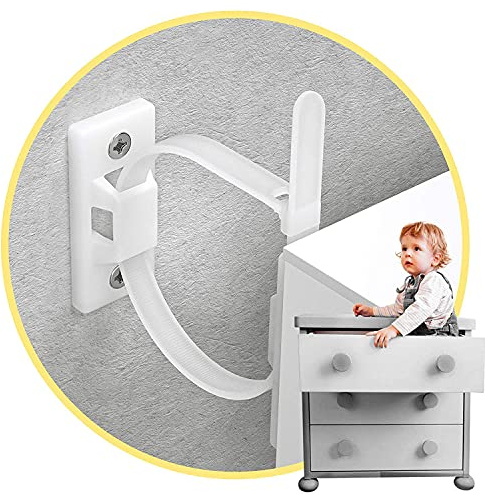 Furniture Straps (10 Pack) Baby Proofing Anti Tip Furniture Anchors Kit, Cabinet Wall Anchors Protect Toddler and Pet from Falling Furniture, Adjustable Child Safety Straps Earthquake Resistant