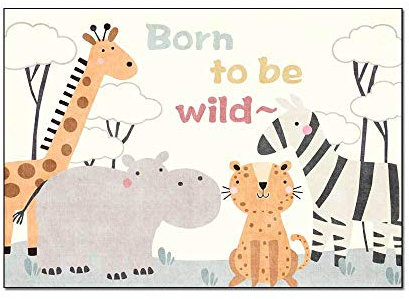 Tappeti Design rutschfest Kinderteppich Cartoon-niedliche Tier-Tiger-Giraffe, |Waschbar und ungiftig mit|-60x90cm