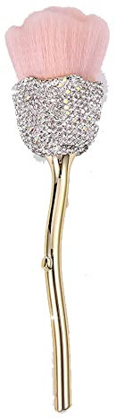 Ttiy Pinceaux de maquillage en forme de rose incrustés de diamants - Longue poignée - Pinceau à poudre créatif pour femmes et filles - 1 pièce (blanc)
