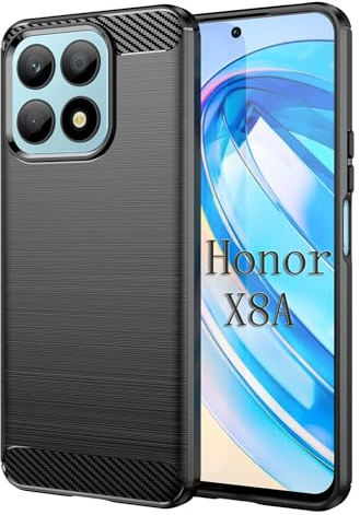 betterfon Hülle für Honor X8A Handyhülle Carbon Silikon TPU Handy Tasche in Schwarz