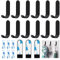 Realure 12 Pcs Stainless Steel Self Adhesive Wall Hooks - Black, Extra Strong, No Nails, Stick On, Heavy Duty, Small, Sticky, for Kitchen & Bathroom