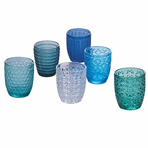 Villa d'Este Home Tivoli 5913195 Geometrie Ocean Wasserglas, 350ml Kapazität, 6 Stück