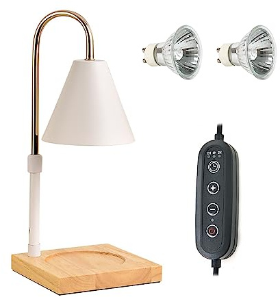Elektrische Duftlampe für Wachs, Kerzenwärmer Lampe, Aromalampe für Duftwachs, Dimmbarer Schmelzwachslampe mit Timer, Duft Wärmer Nachtlicht, Geschenk Decorative Tischlampe für Schlafzimmer (Weiß)