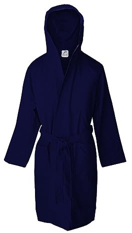 Jenny Sesal Accappatoio in microfibra con cappuccio e cintura Uomo/Donna confezione salvaspazio (XL, Blue Navy)