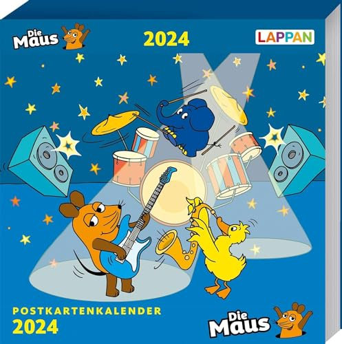 LAPPAN Der Kalender mit der Maus - Postkartenkalender 2024 - -Verlag - Tischkalender - Wochenkalender für kleine und große Maus-Fans - 15,5 cm x 15,5 cm