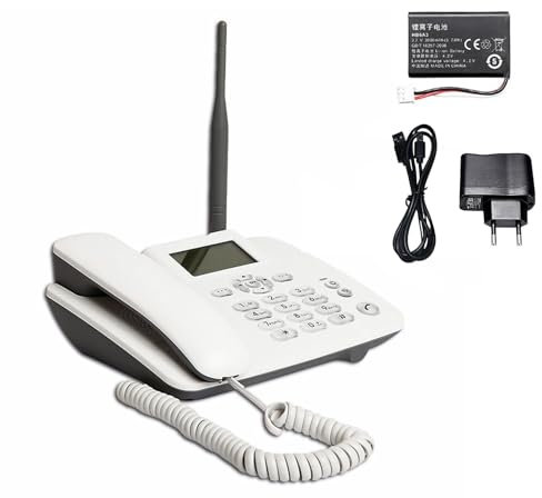 Sunydog Teléfono con Tarjeta Sim gsm,Teléfono Inalámbrico Fijo Teléfono de Escritorio 2g Soporte gsm 850/900/1800/1900 MHz Teléfono con Radio Reloj Función SMS para La Casa Centro de Llamadas