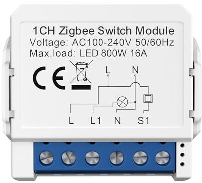 Yueyang ZigBee Switch inalámbrico, ZigBee Smart Switch de 2 vías, mini interruptor módulo, compatible con Alexa, Google Home, ZigBee 3.0 Gateway Hub requerido, tuya/smartlife app (1)