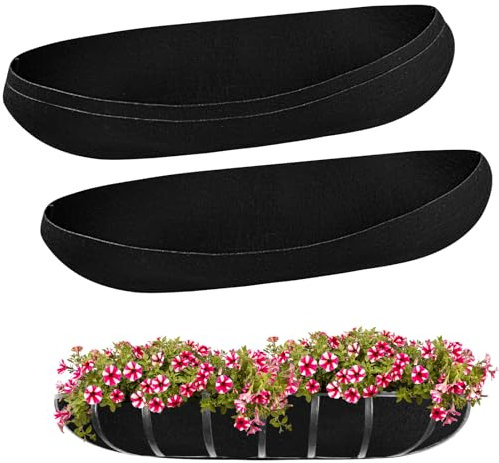 3 forros de fieltro para macetas de 36 pulgadas, forros de repuesto para cestas de ventana de ventana, forro negro para plantas, forro de tela no tejida para macetas, jardín, ventana, valla, cestas de