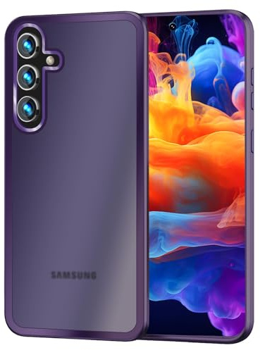 NALIA Matte Handyhülle für Samsung Galaxy S24 Plus - Stoßfester Silikon-Rahmen & Semi-Transparent - FUZION (Anti-Fingerprint Case) - Marke aus Berlin, Farbe:Lila