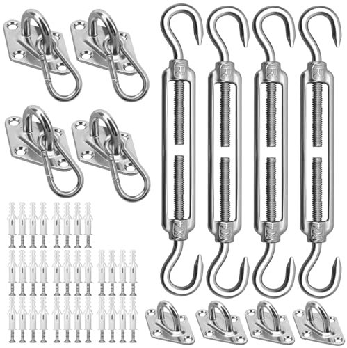 Generic Kit di fissaggio per tenda parasole M6, in acciaio inox resistente, per triangolo, quadrato, rettangolare, antiruggine, alta capacità di carico, facile da installare