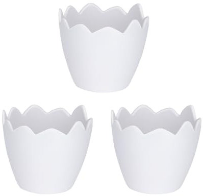 Ideen mit Herz Deko-Eierschalen | Tisch-Dekoration | Nest | Oster-Ei zum Aufstellen | Eier-Becher | befüllbar | Ø 7,8 cm | 7 cm hoch (Weiß)